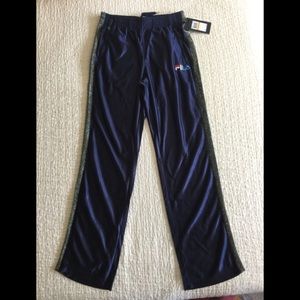 NWT Fila Barney’s NY navy track pants w/stripe